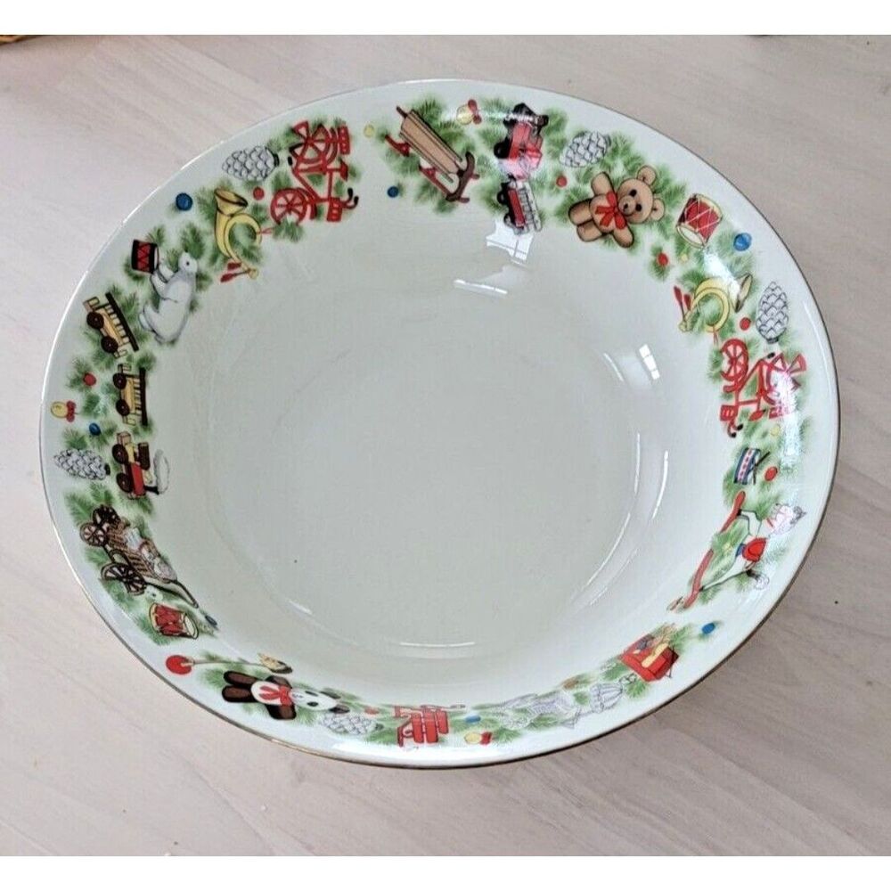 Vintage Christmas Round 9" Serving Bowl from the Toys For Tots Marine Foundation